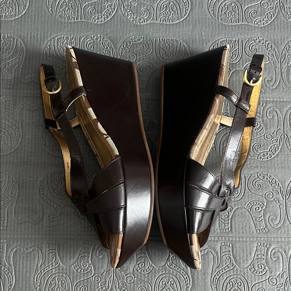 Coach Dark Brown Leather Women's Sandals - Picture 3 of 6